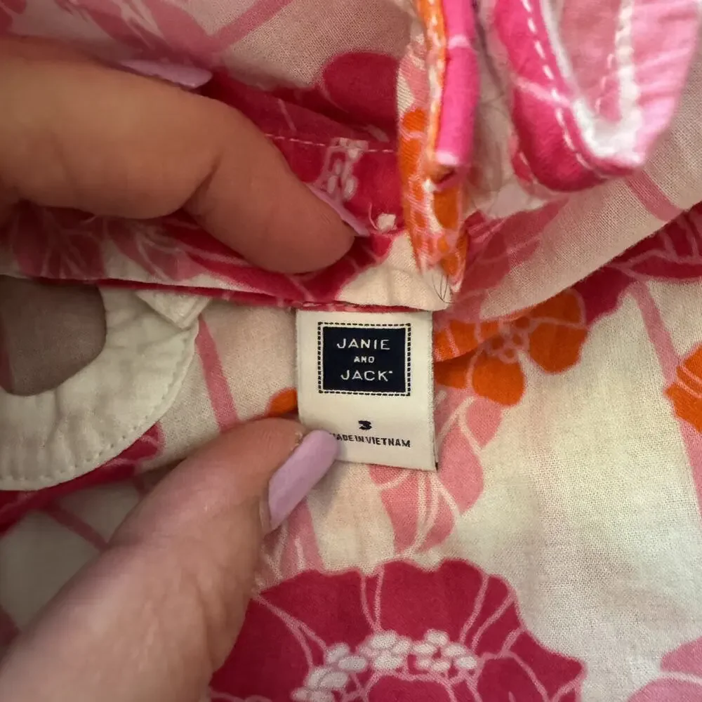 Janie & Jack Pink & Orange Floral Coverup ~ 3